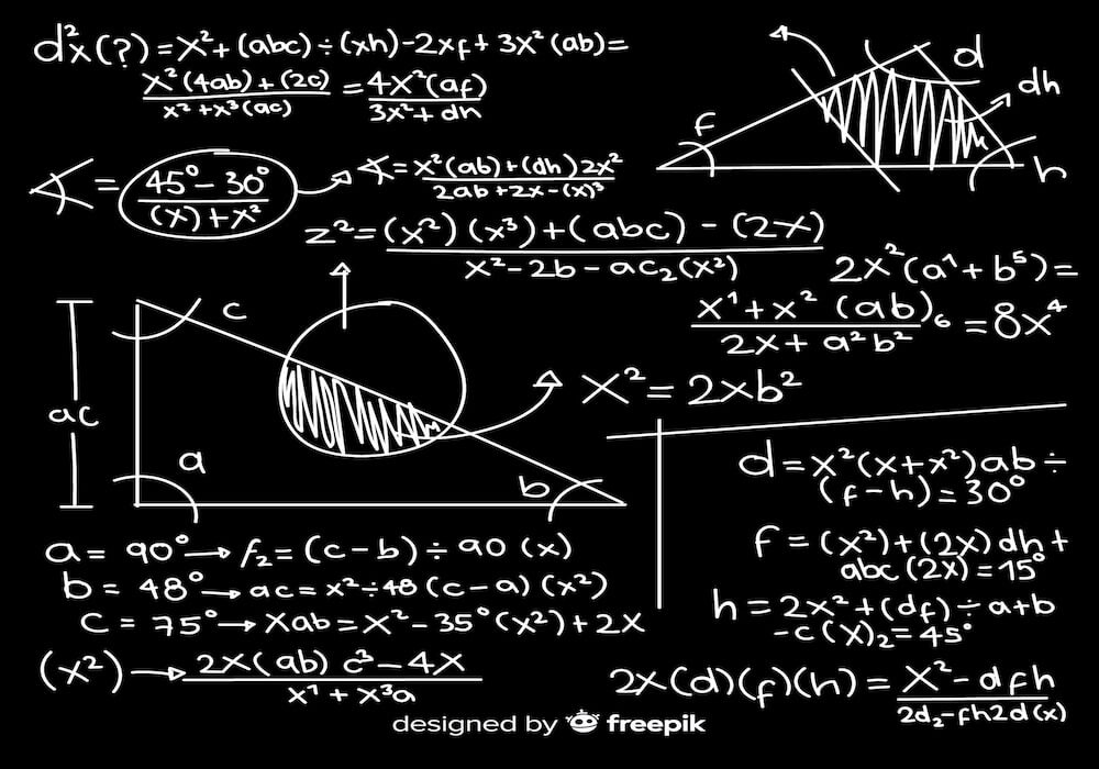 trigonometry equations on a board